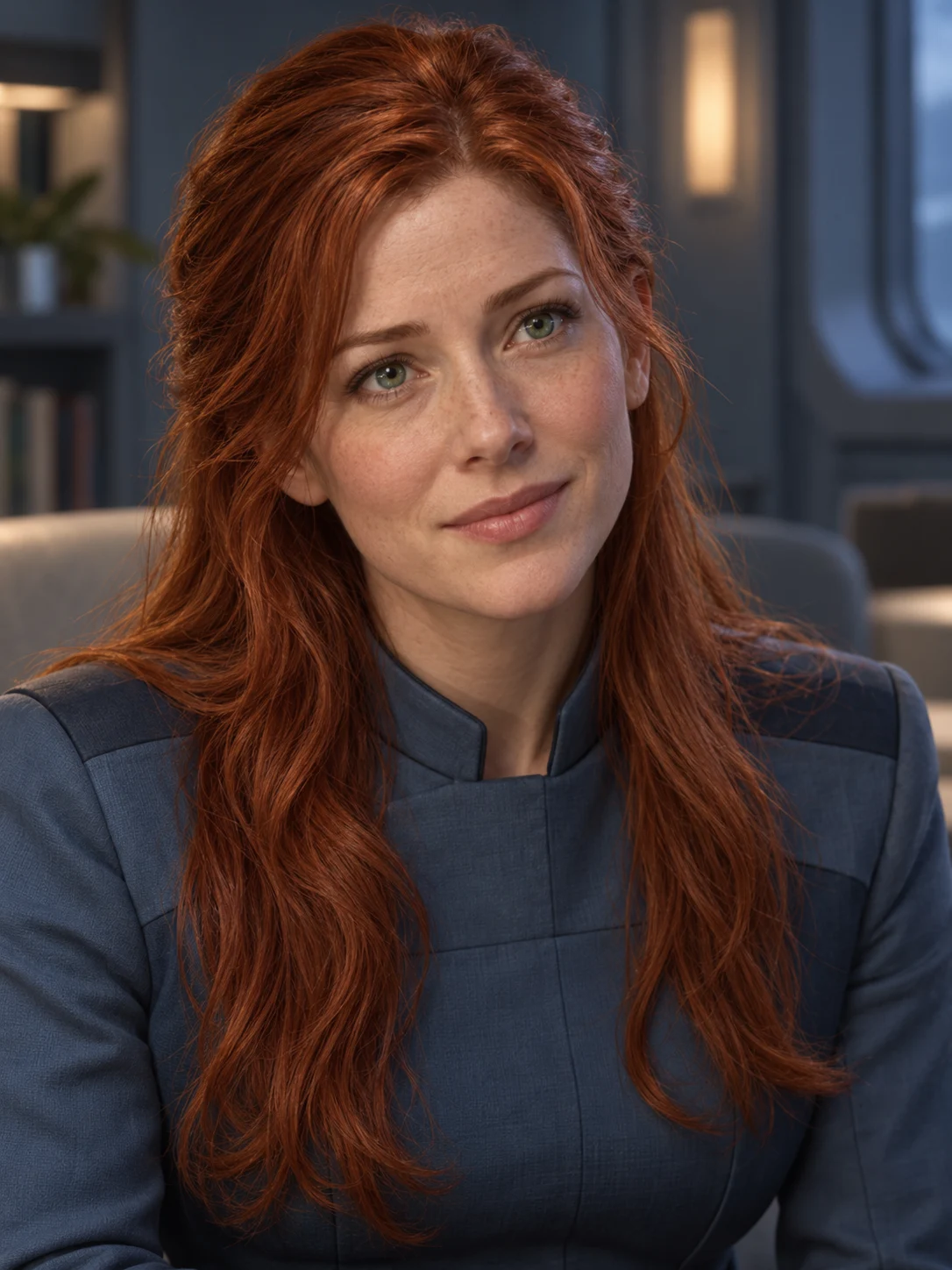 Helen Chute — The counselor’s small stature, long red hair, and green eyes follow the physical description in Chapter 6.