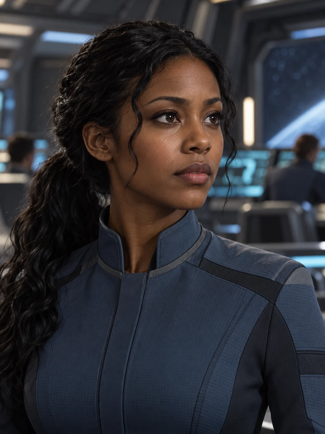 Lucinda Orcana — A slight, petite tactical officer with a dark complexion and long, wavy black hair in a regulation ponytail.